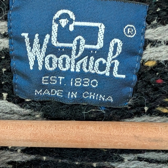 Vintage Woolrich Chunky Abstract Geometric Speckled Crewneck Sweater In Black - Picture 5 of 5